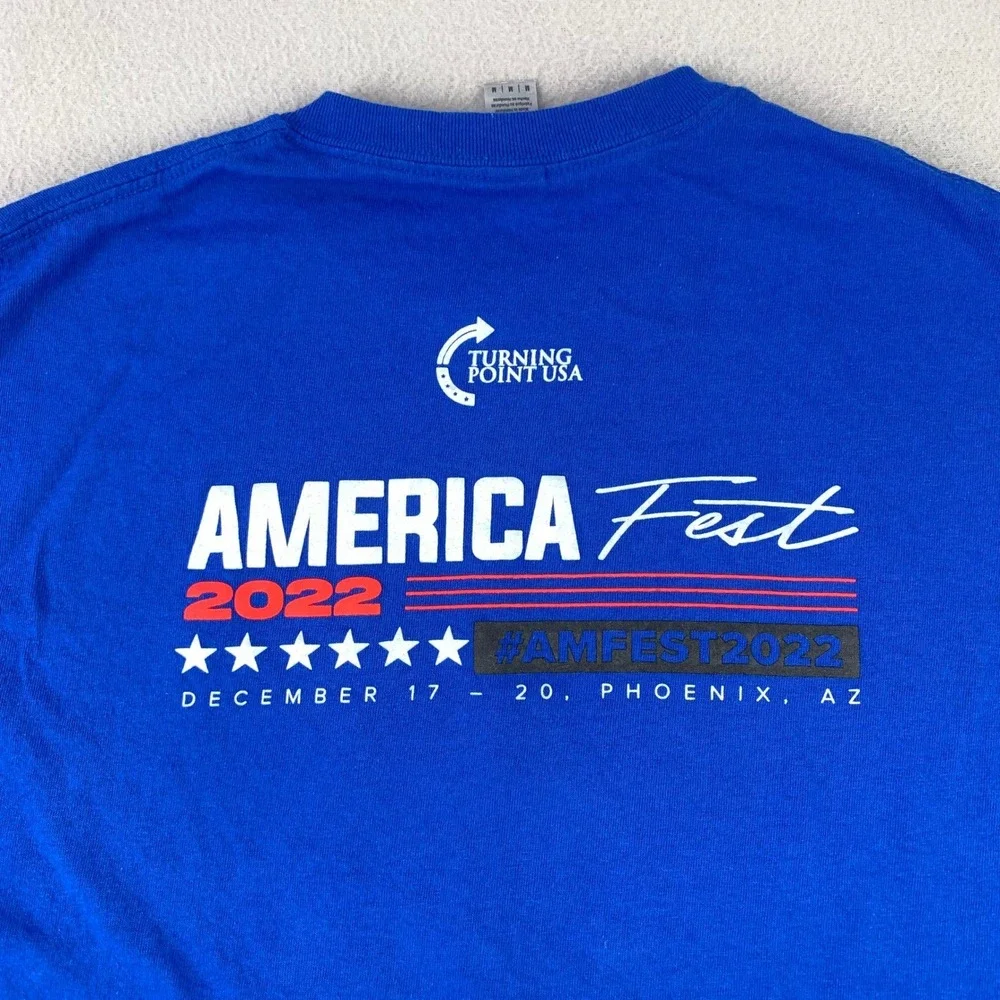 Turning Point USA America Fest T-Shirt Mens M Blue Graphic Short Sleeve